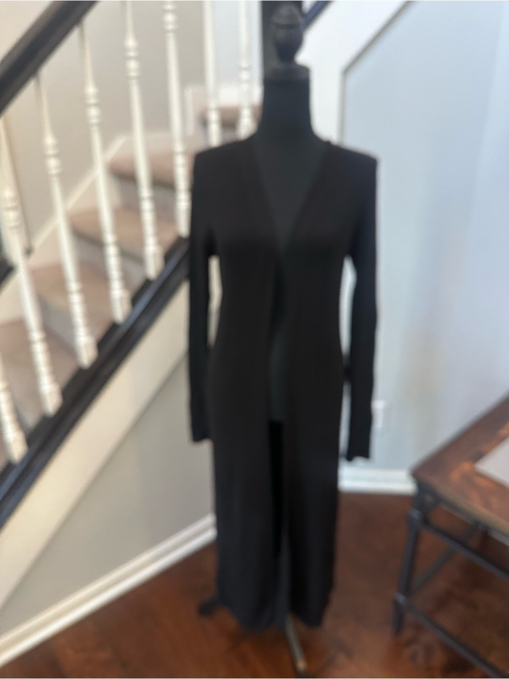 White House Black Market Black Ribbed Long Duster — XL